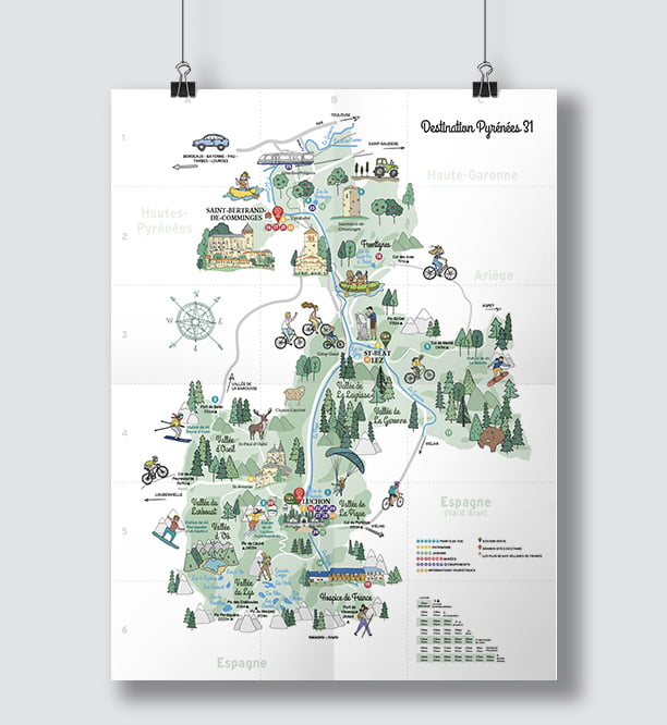 Carte touristique pour l'office de tourisme Pyrénées 31 par Com Together
