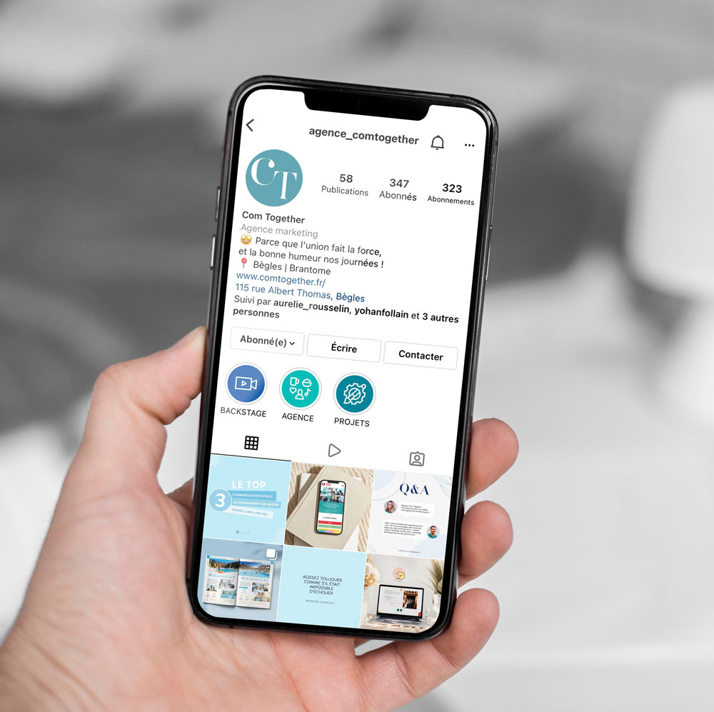 Réseau social Instagram de l'agence Com Together qui permet de faire une communication extérieur