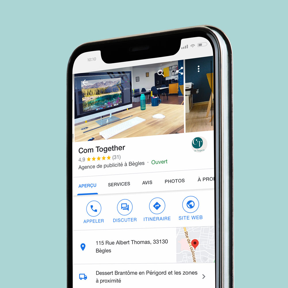 Page Google My Business pour l'agence de communication Com Together